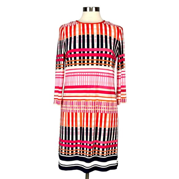 Eliza J Womens Geometric Print Jersey Knit Shift Dress Pink Orange size 8 - Picture 1 of 10